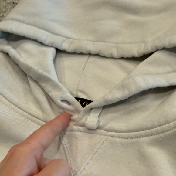 Polo Ralph Lauren White Hoodie Green Big Pony Logo Mens Large - Picture 3 of 8